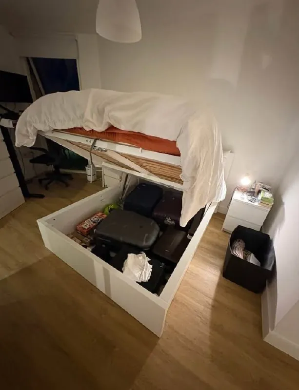 160x200 hydraulic storage bed with mattress 1400aed