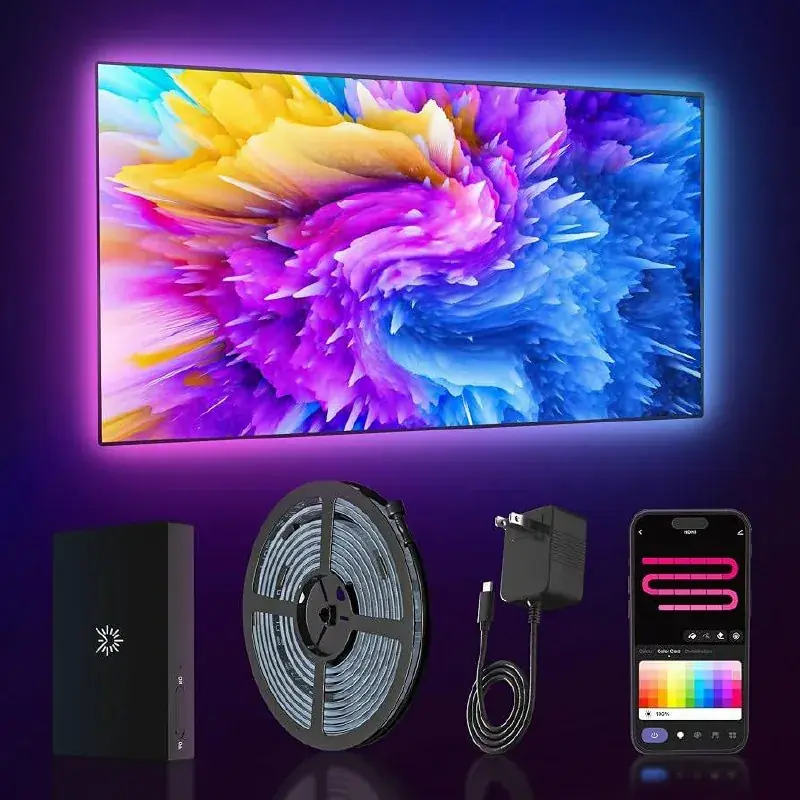 Azoula TV LED Backlight — умная RGBIC-подсветка для телевизора 55–65” с HDMI Sync Box (б/у) - 80 ла…