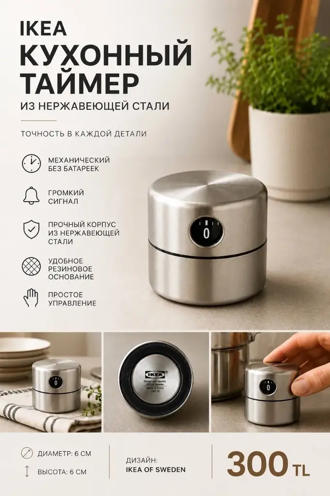 ⏱️ Продаю кухонный таймер IKEA из нержавеющей стали.