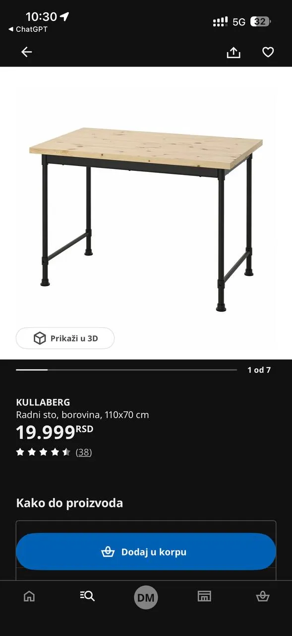 Продаю рабочий стол IKEA KULLABERG 110×70 см в связи с переездом