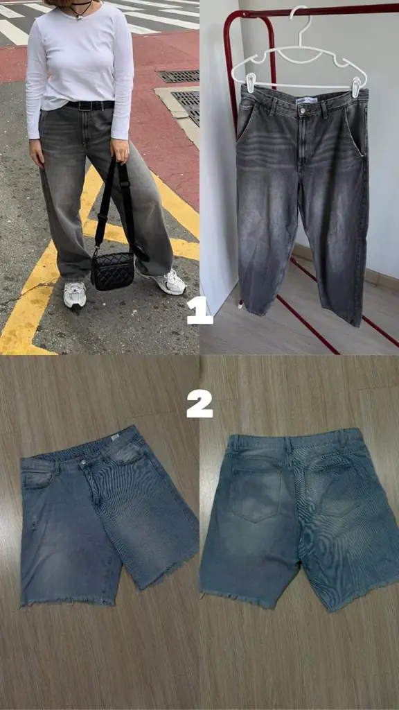 1. Джинсы Bershka серые. Оверсайз. Размер 38. Состояние 5/5. 500 бат